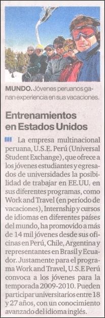 Recorte de Expreso sobre USE (2009)